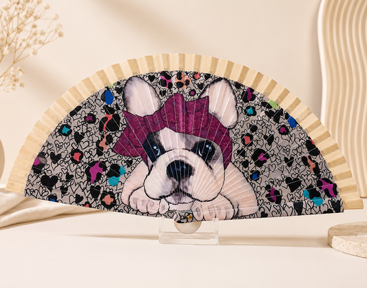 Abanico Bulldog Francés con Pañuelo Morado