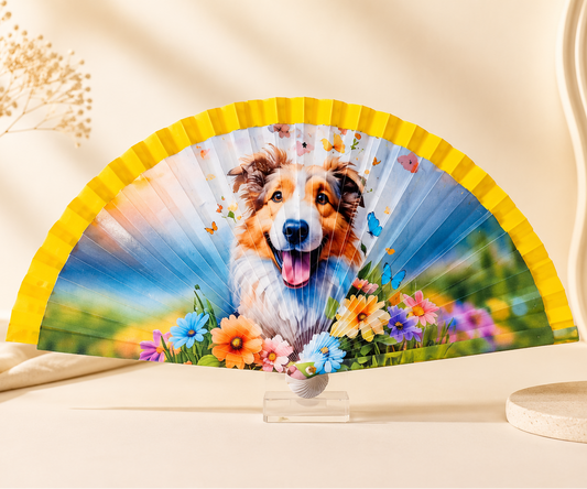 Abanico Rough Collie con Flores