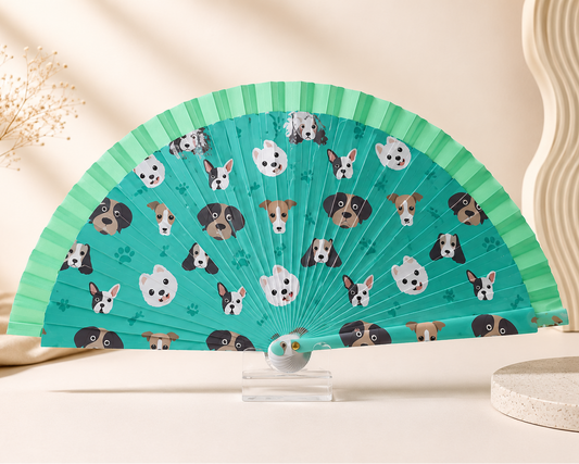 Abanico Huellitas y Caritas de Perro Verde Agua