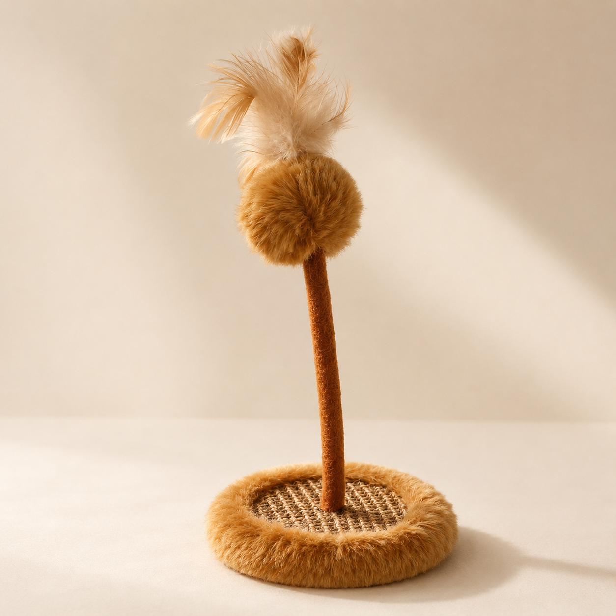 Juguete Rascador para Gatos con Pompón, Plumas y Sonido