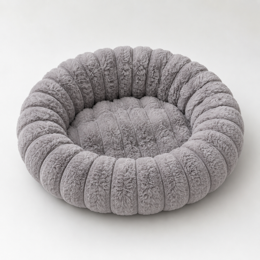 Cama Redonda Acolchada para Mascotas Gris