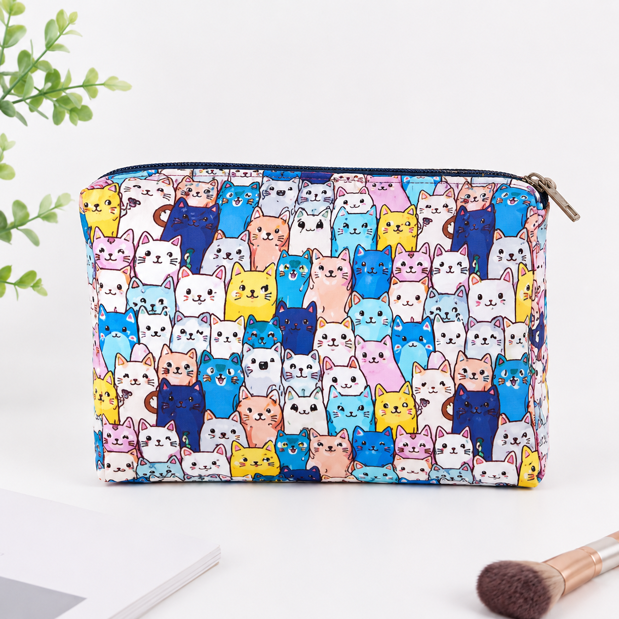 Neceser Estampado Gatitos – Azul Oscuro