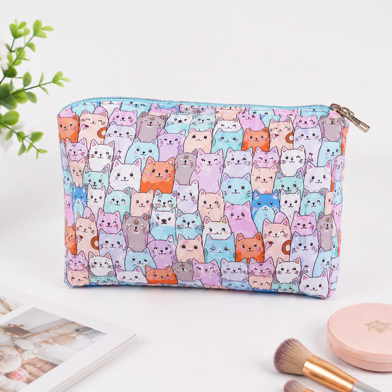 Neceser Estampado Gatitos – Azul Claro