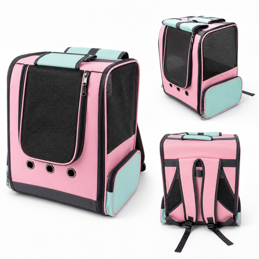 Mochila Transportín para Mascotas Rosa y Verde Menta