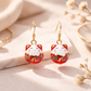 Pendientes de porcelana rojo / gato de la suerte