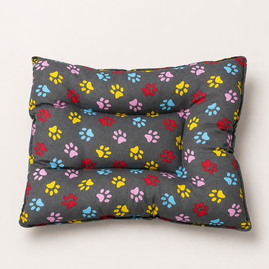 Colchoneta Acolchada para Mascotas con Huellas Multicolor