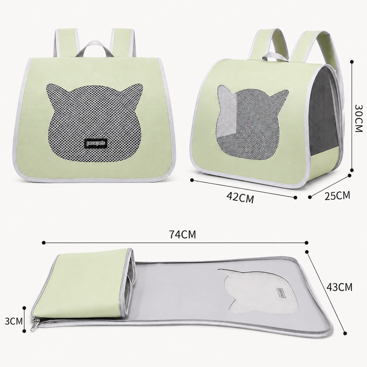 Transportín Mochila para Mascotas. Verde