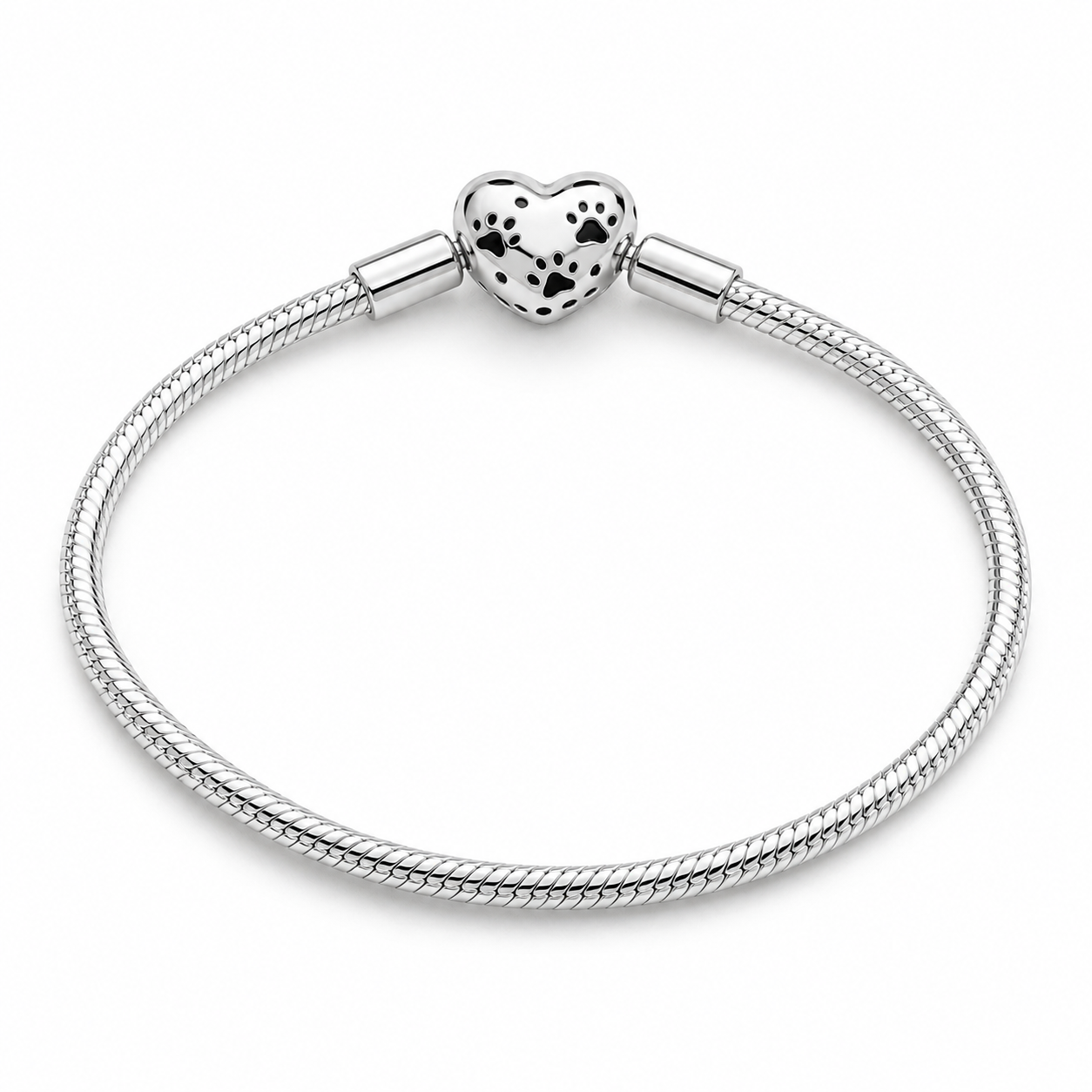 Pulsera de Plata de Ley 925 con Corazón con Huellas