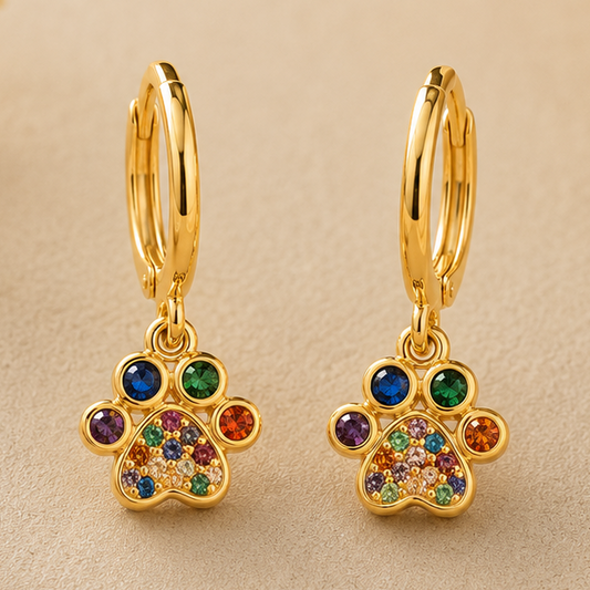 Pendientes Huella Multicolor Dorados