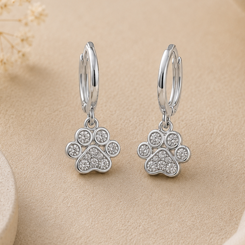 Pendientes Huella Plateada