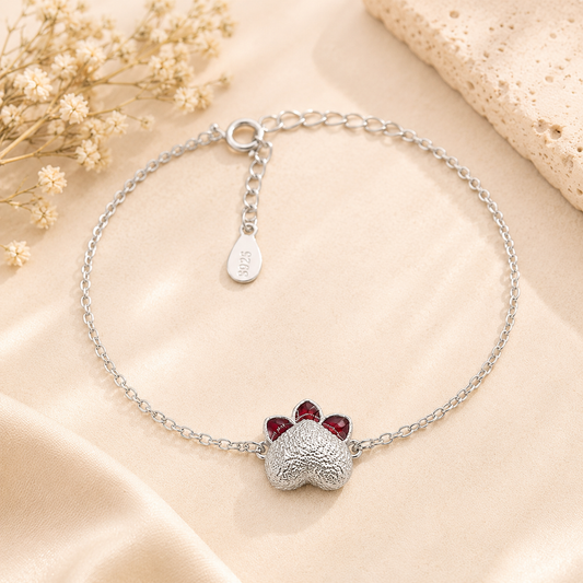 Pulsera Plata de Ley Huella Esmaltada Granate