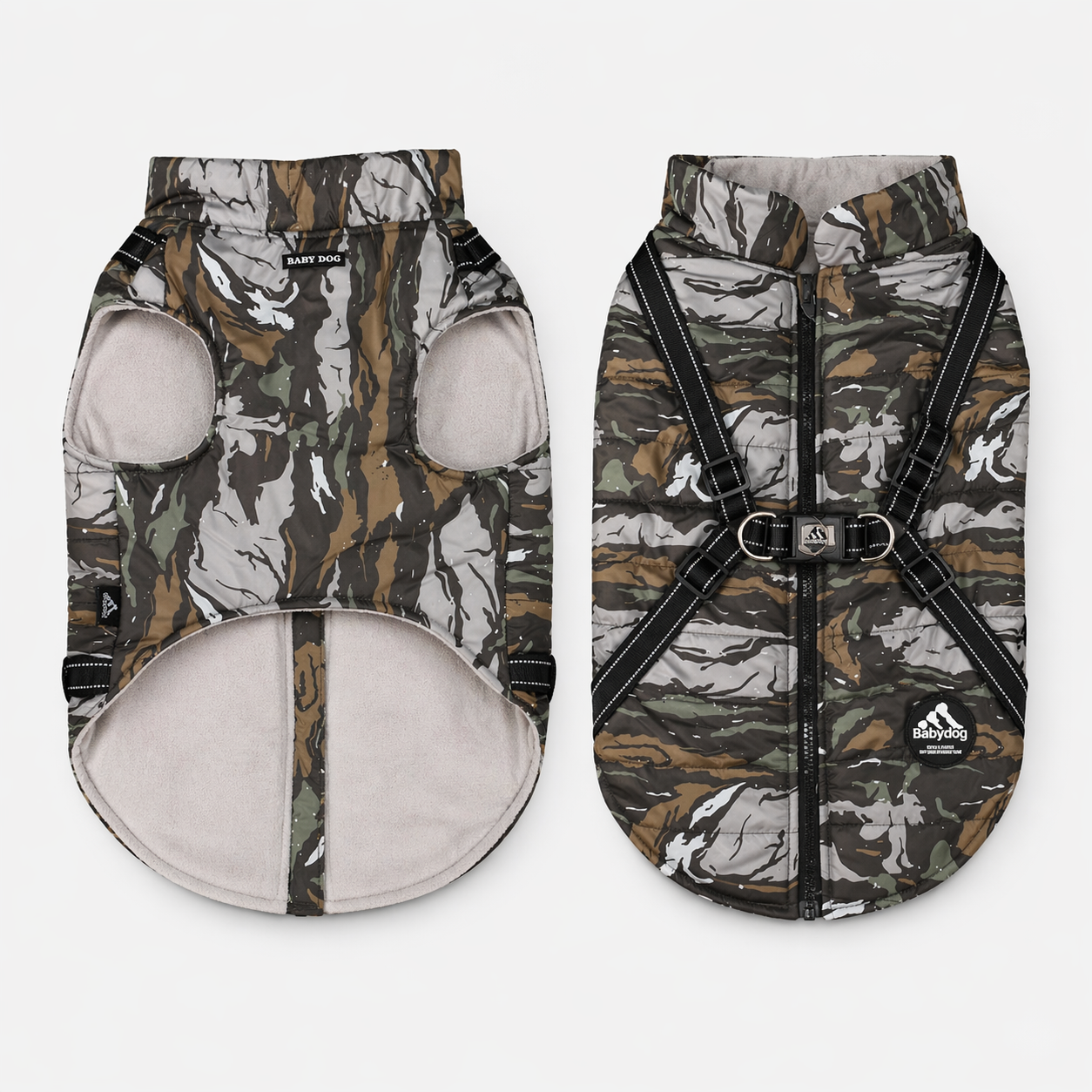 Chubasquero para perro impermeable con arnés integrado. Color verde militar