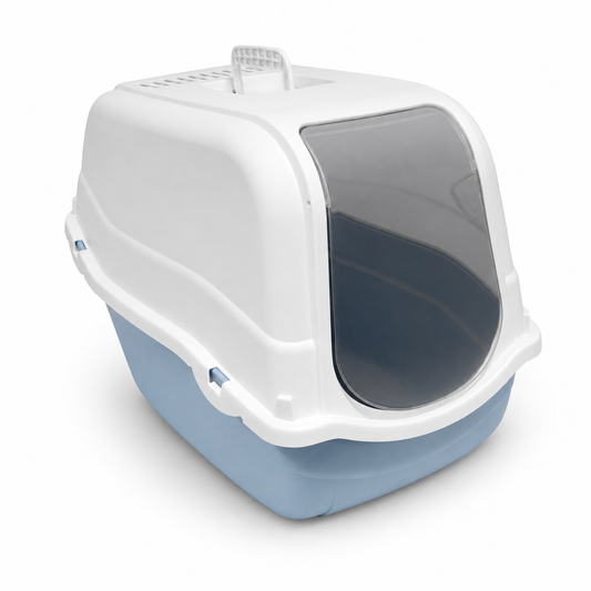 Arenero Cerrado para Gatos con Puerta – 57 x 39 x 41 cm. Azul