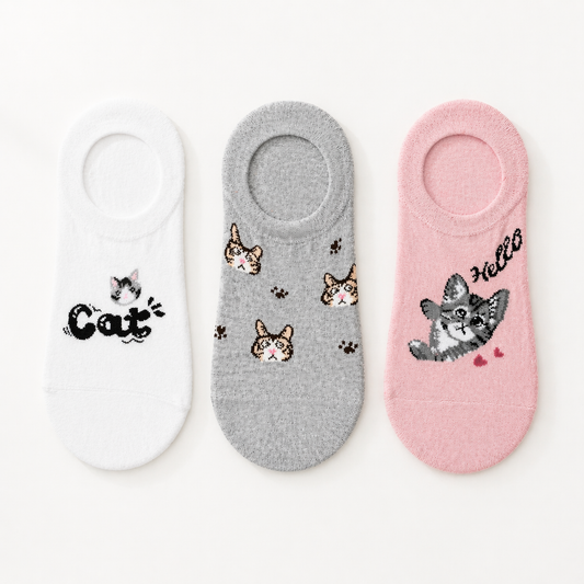Pack 3 calcetines invisibles gatos