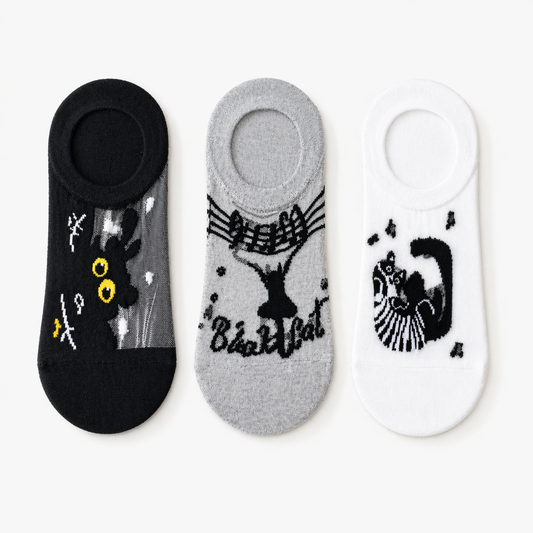 Pack 3 calcetines invisibles gatos