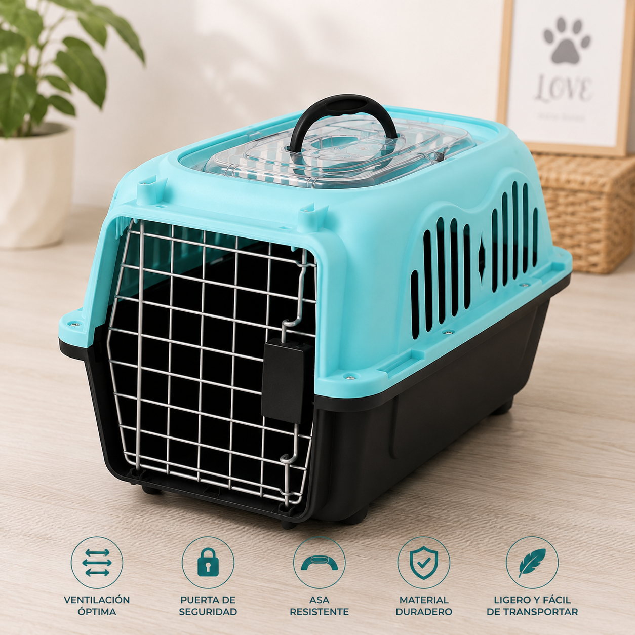 Transportín para Mascotas con Apertura Superior. Azul