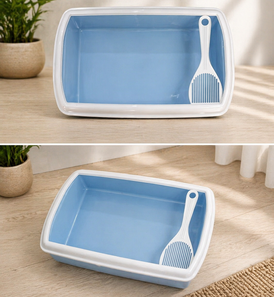 Arenero para gatos Basic con pala. Color azul