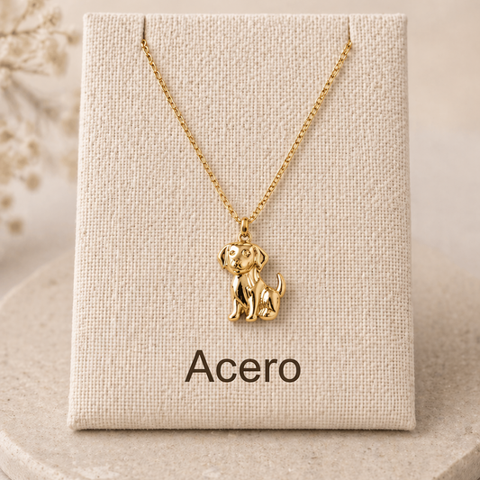 Collar con colgante de perro en acero inoxidable3- color dorado