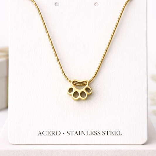 Collar Huella Corazón Dorado Acero Inoxidable color dorado