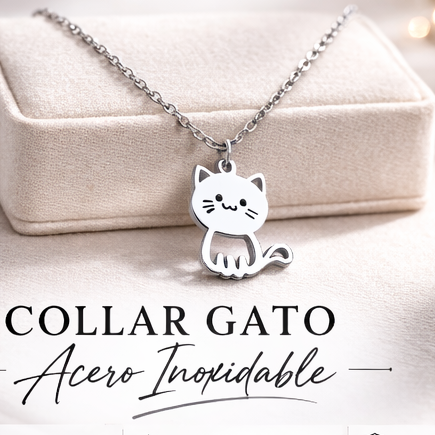 Collar Gatito Plata Acero Inoxidable