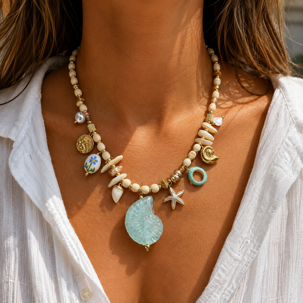 Collar de Acero Inoxidable “Encanto Mediterráneo” 🐚🌊✨