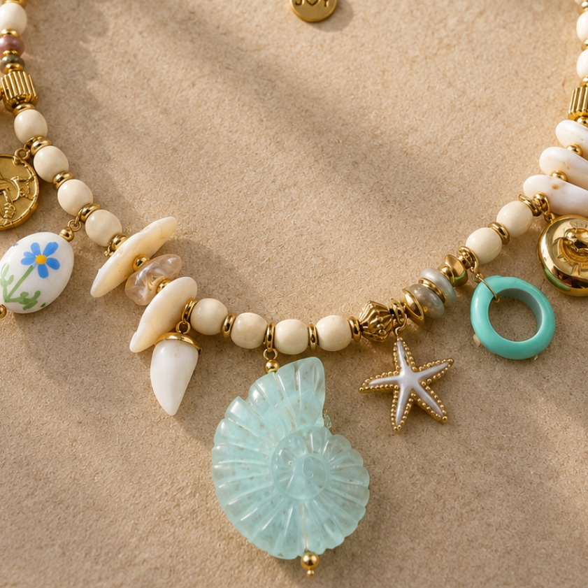 Collar de Acero Inoxidable “Encanto Mediterráneo” 🐚🌊✨