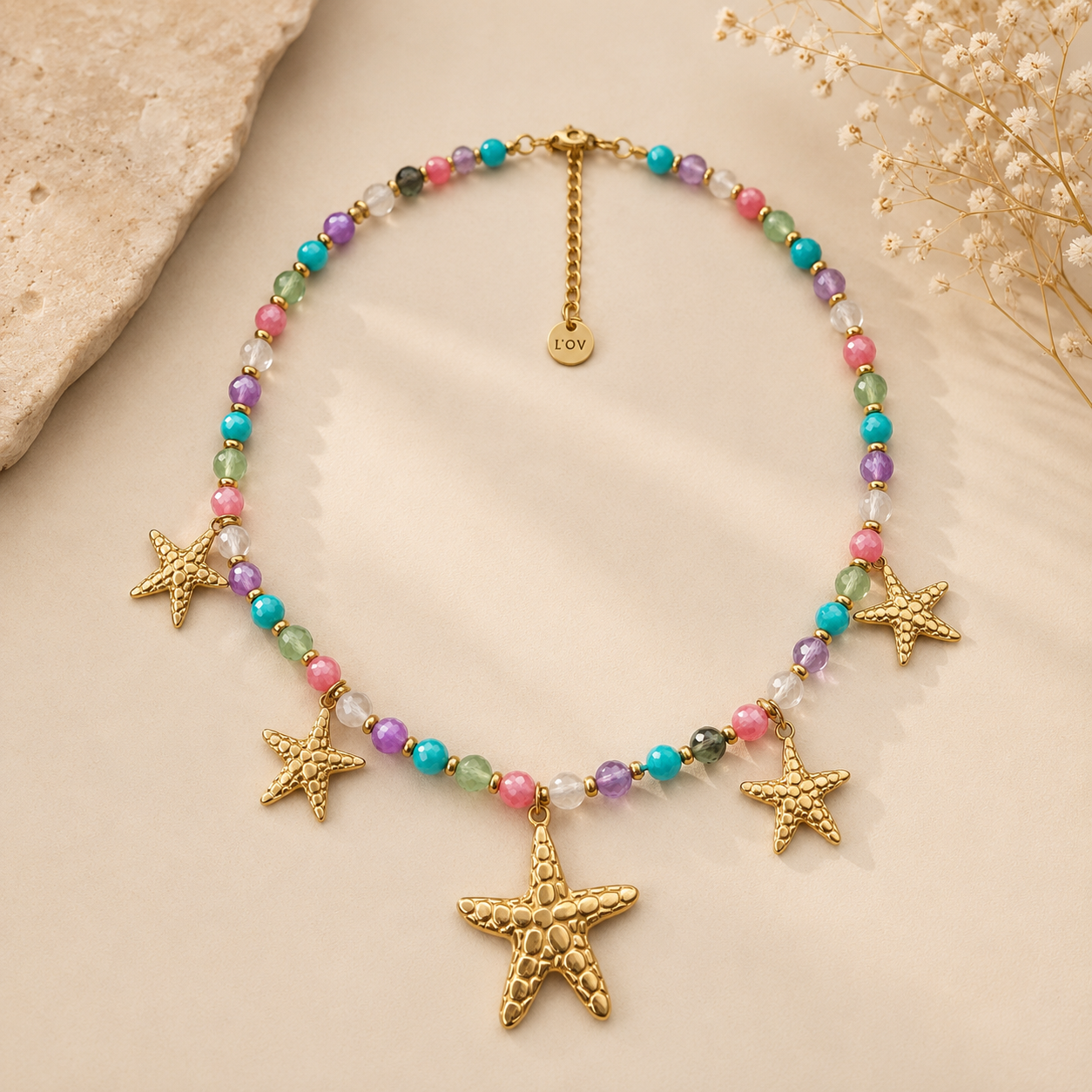Collar de Acero Inoxidable “Cinco Estrellas del Mar” ⭐🌈🌊