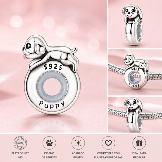 Charm de Plata de Ley 925 Perrito Puppy