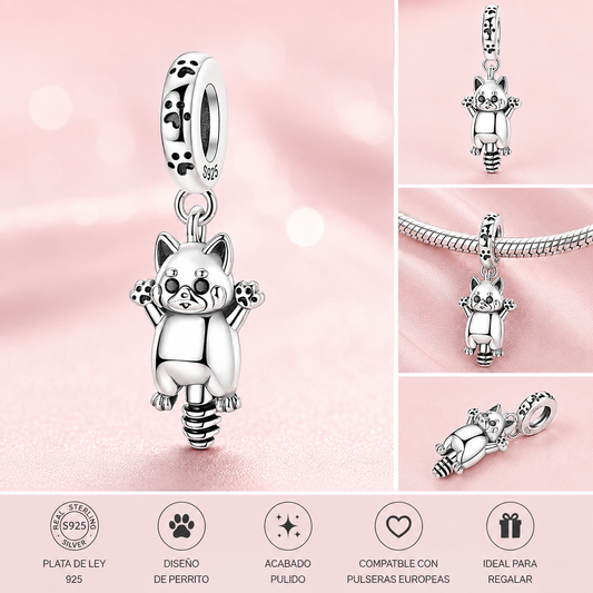 Charm de Plata de Ley 925 Gato Colgante
