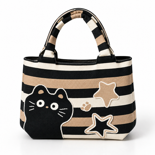 Bolso Tote de Gato con Rayas