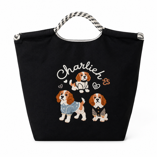 Bolso Tote Perros Beagle Negro