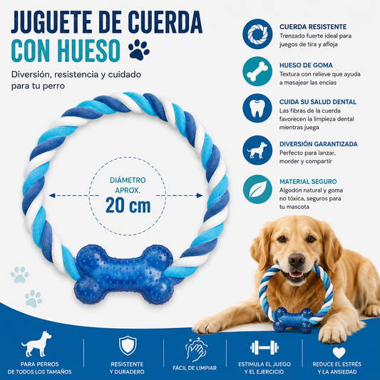 Juguete de Cuerda con Hueso para Perros – 20 cm