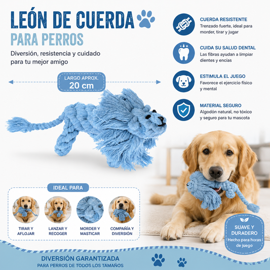 Juguete León de Cuerda para Perros