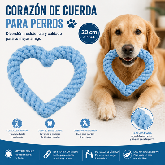Juguete Corazón de Cuerda para Perros- Azul