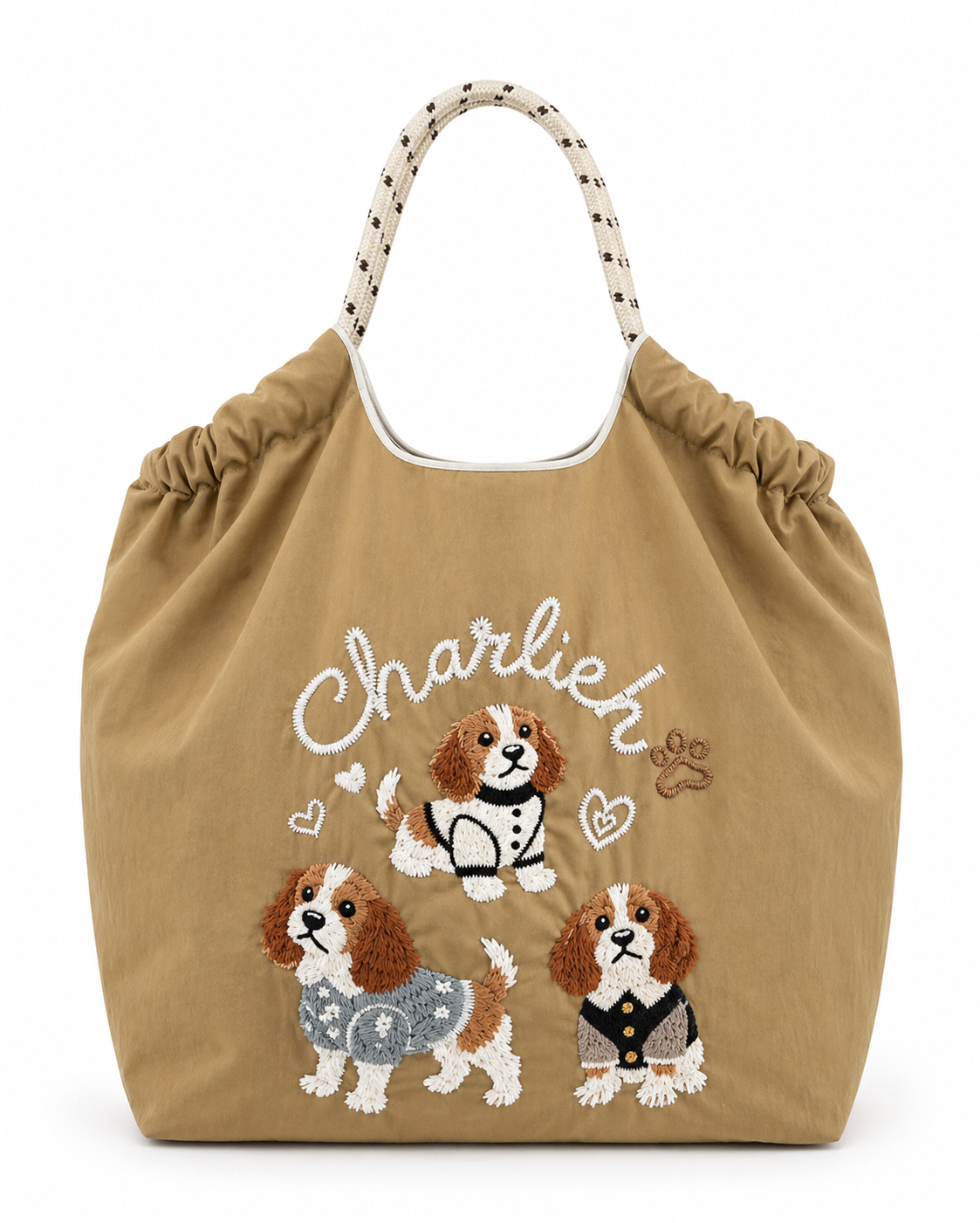 Bolso Tote Perros Beagle caqui