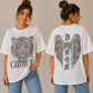 Camiseta Oversize Blanca Tigre &amp; Alas con Strass