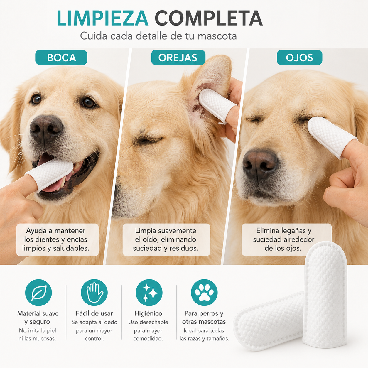 Fundas para Dedos Limpiadoras para Mascotas (25 unidades)