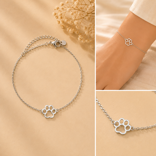 Pulsera Acero Inoxidable Huella Plateada