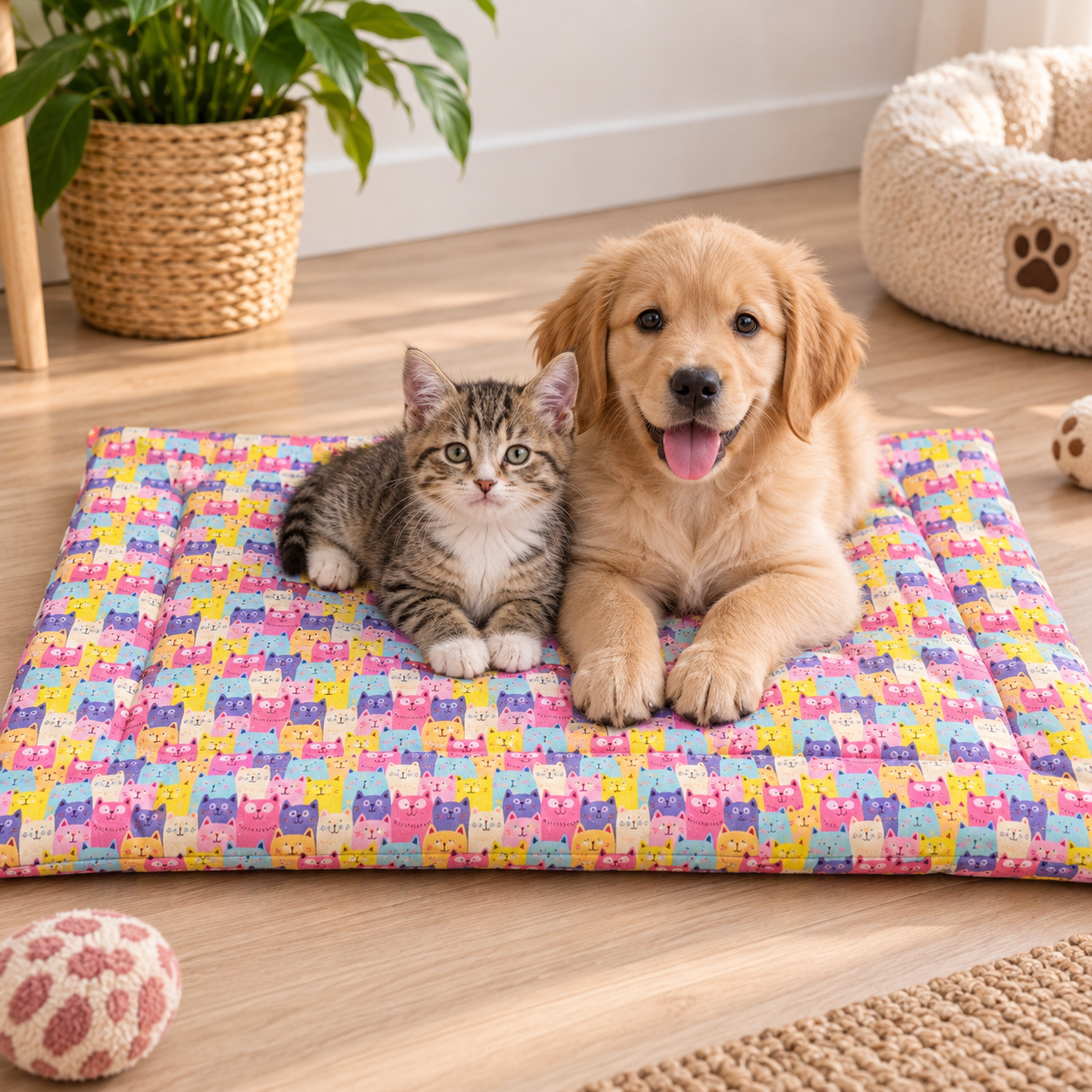 Colchoneta Acolchada Estampado Multicolor- El Telar de la Gata