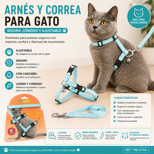 Arnés Ajustable con Correa para los Michis