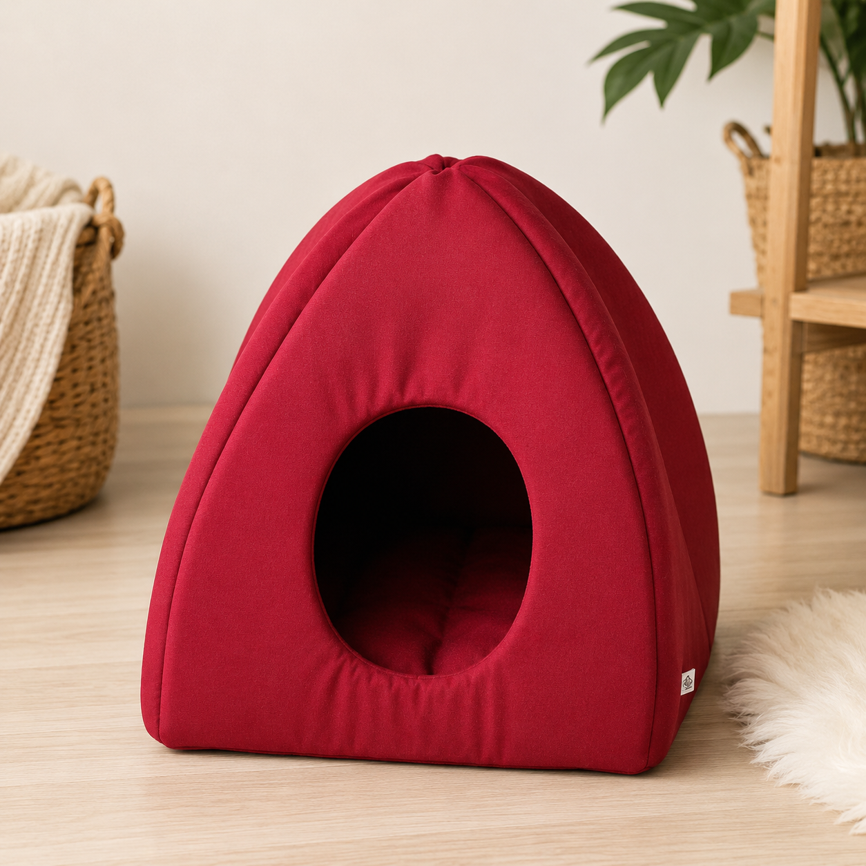 Cama Cueva para Mascotas. Rojo