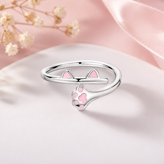 Anillo Gatito Ajustable Rosa 🐾💖
