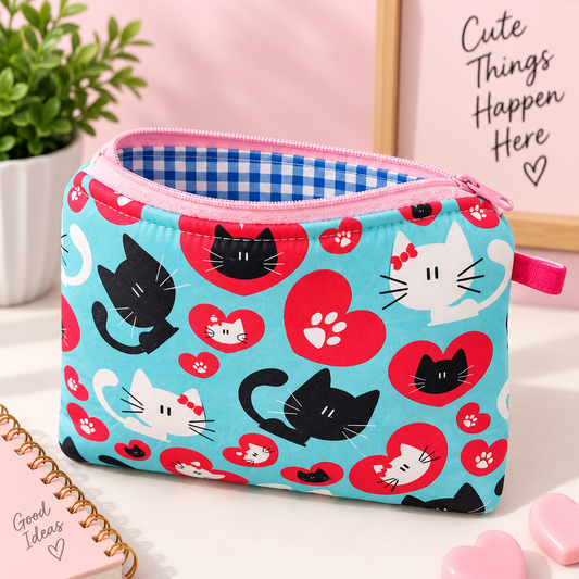Neceser de gatos y corazones corazones(@lucikukadas)