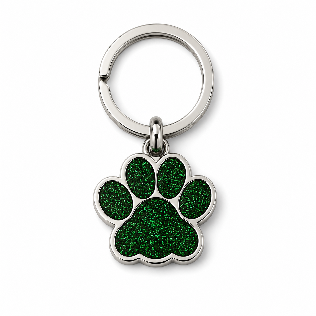 Llavero Huella con Brillo - Verde Bosque