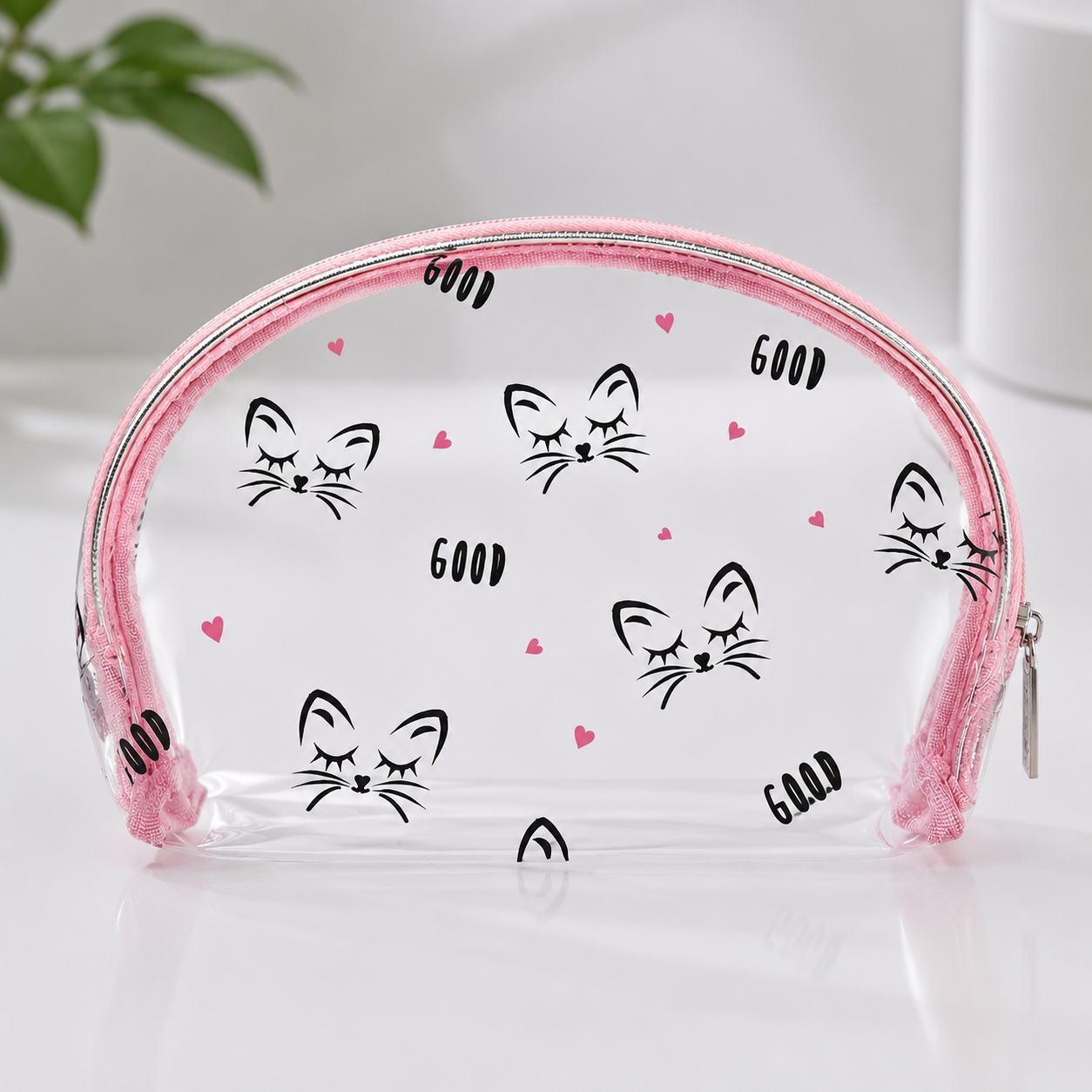 Neceser Transparente Gatitos Rosa