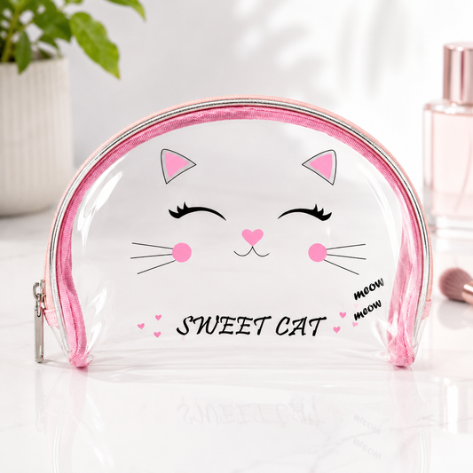 Neceser Transparente Sweet Cat Rosa