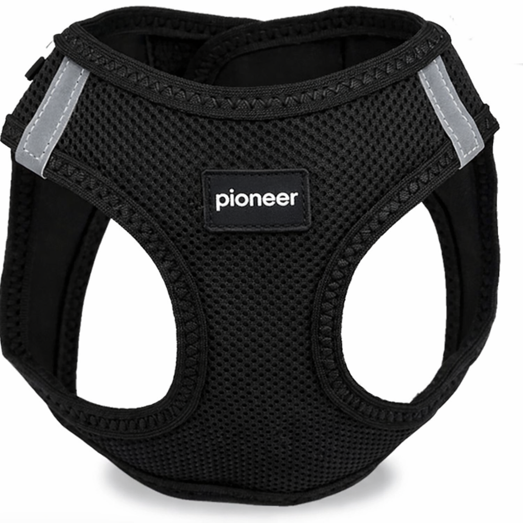 Arnés para gato transpirable color negro con anilla de aluminio