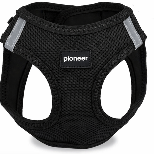 Arnés para gato transpirable color negro con anilla de aluminio