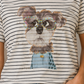 🐶Camiseta de Rayas con Perrito y Abalorios