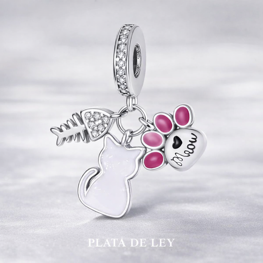 Charm huella “I love you” con pez – Plata de ley 925